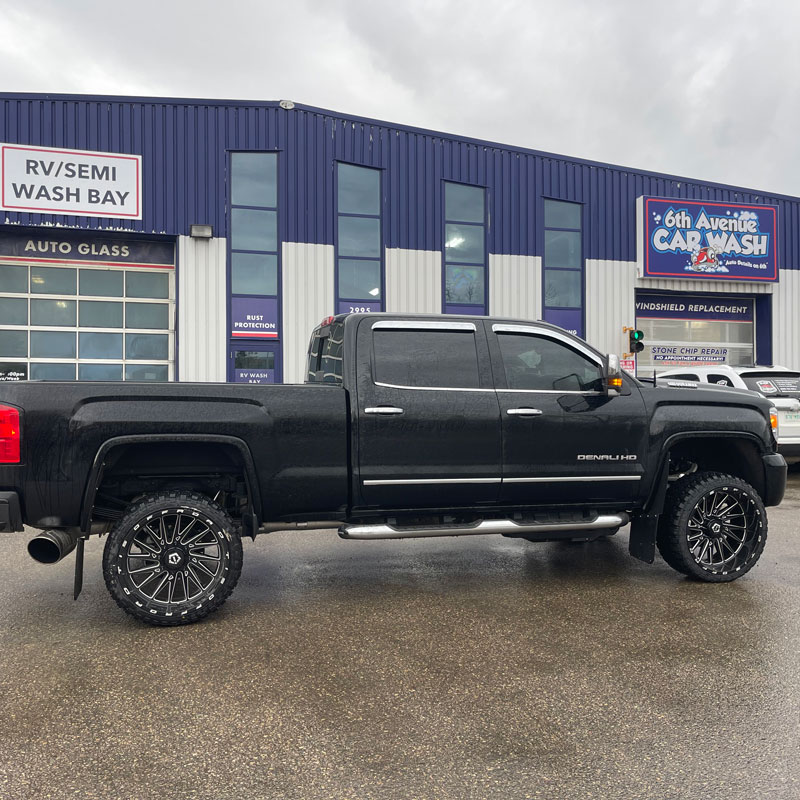 lifted truck with tinted windows