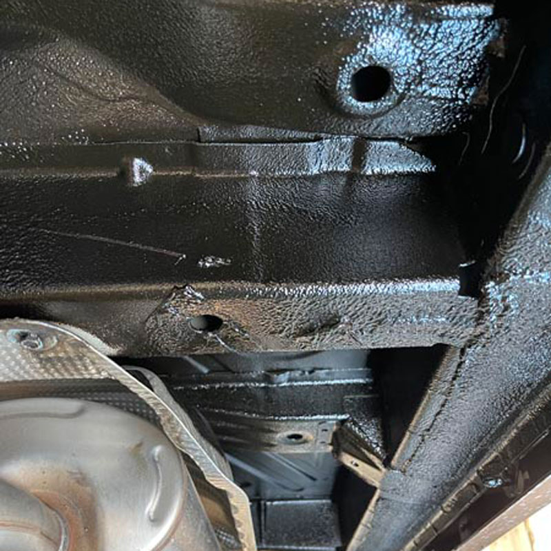 undercarriage of car with protective coating